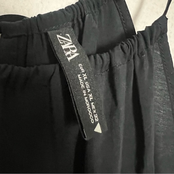 Zara Black Modal Halter Tie Ruched Crop Top Sleeveless Size XL - Picture 4 of 8